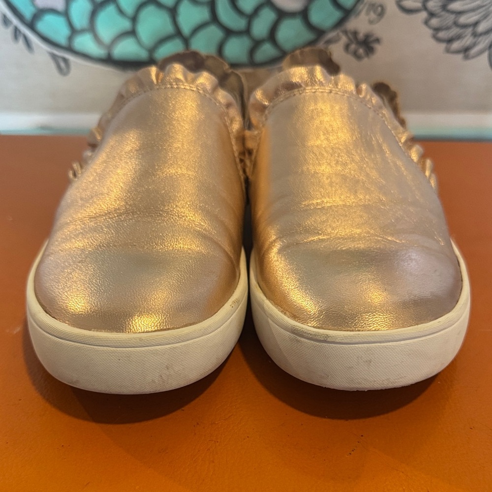 Kate Spade New York Ruffle Slip-On Sneakers – Metallic Rose Gold – Women’s Size